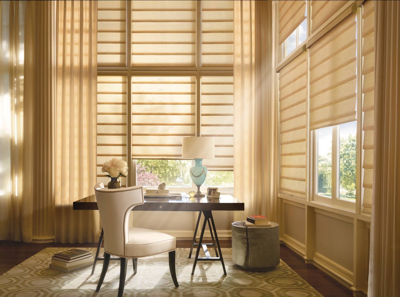 Beautiful Roman shades in an office near Newhall, CA